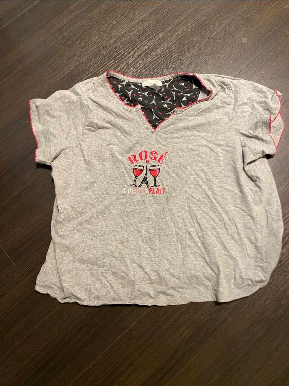 René Rofé Sleepwear Rosé Womens 3X Gray Shirt